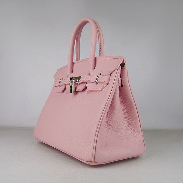Luxury Hermes Birkin 30cm Togo Leather Handbags Pink Silver