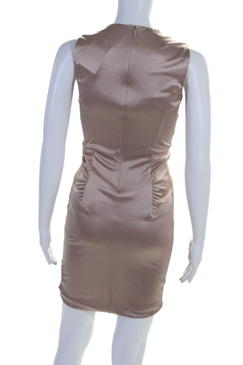 Gucci Womens V-Neck Zipped Sleeveless Ruched Textured Mini Dress Pink