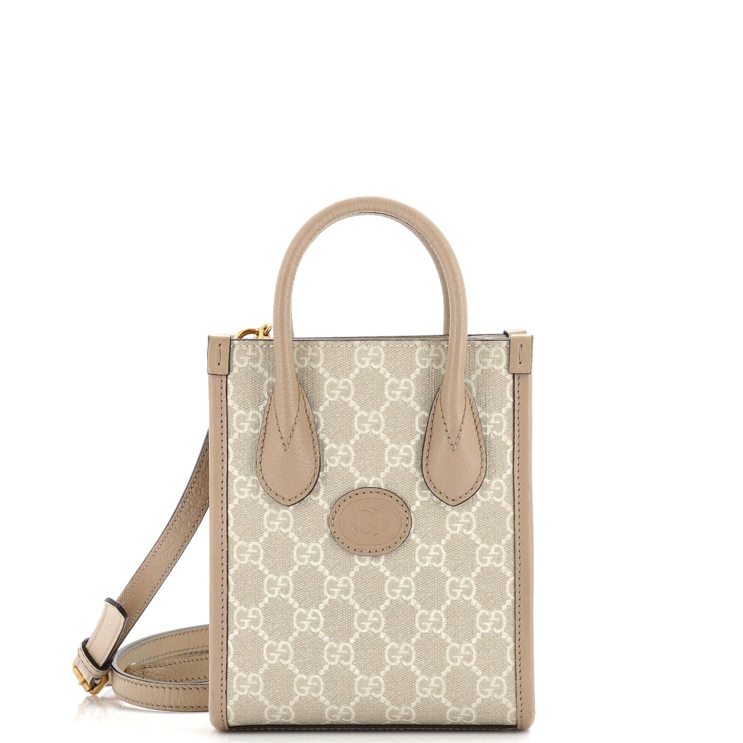 Luxury Gucci Trending 2025 Interlocking G Patch Tote GG Coated Canvas Mini