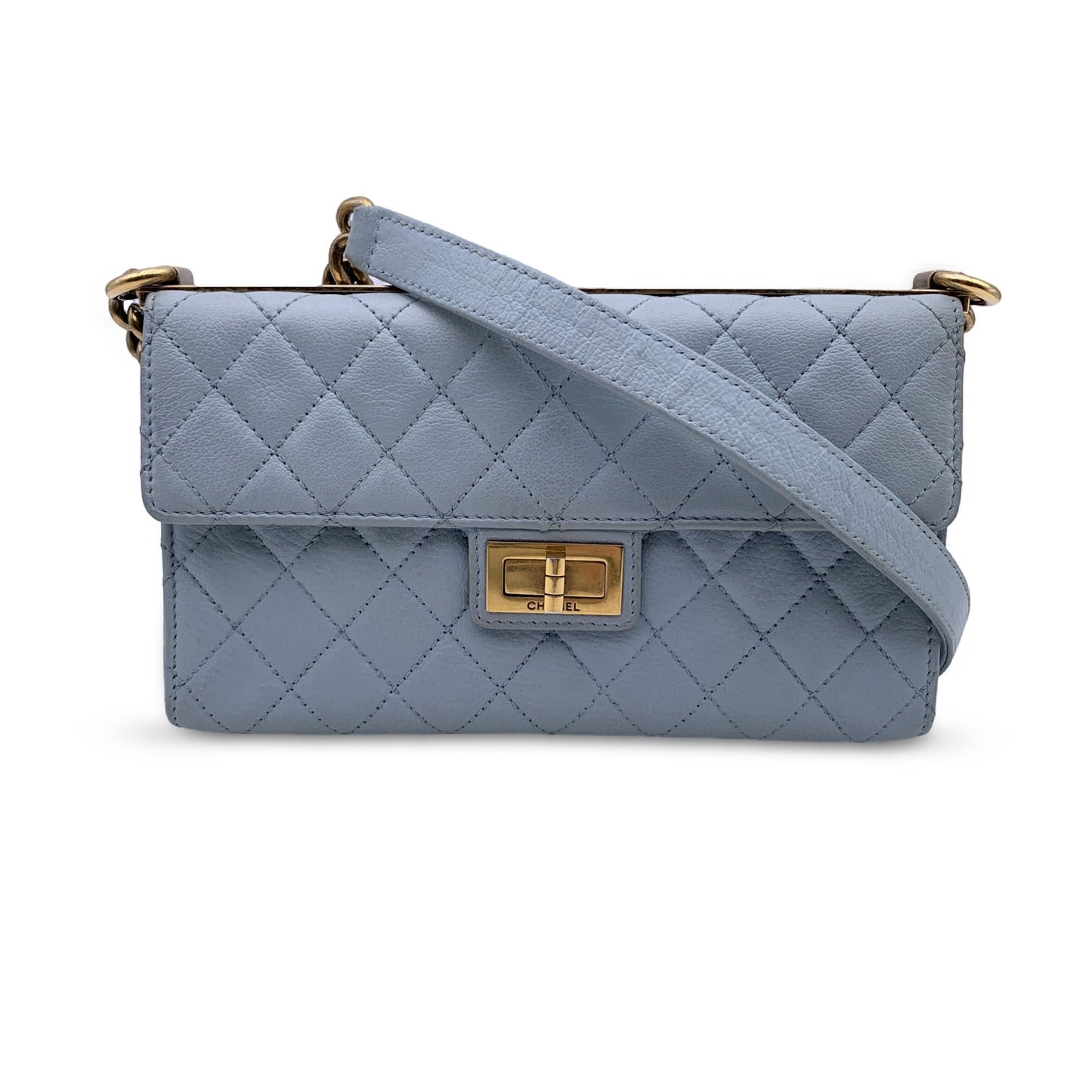 Luxury Chanel Light Blue Quilted Leather Trendy Reissue Shoulder Bag