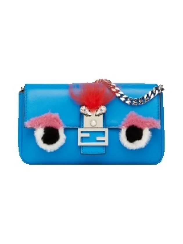 Luxury Fendi Monster Leather Shoulder Bag Blue