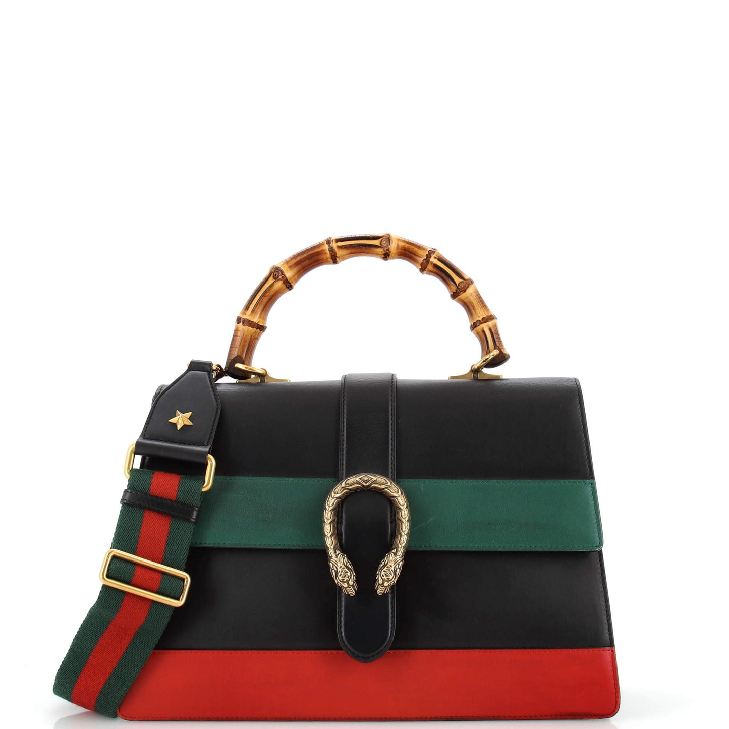 Luxury Gucci Trending 2025 Dionysus Bamboo Top Handle Bag Colorblock Leather Large