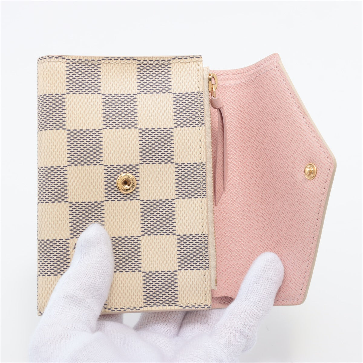 Louis Vuitton Damié Azur Portfolio Victoria N64022 Rose Valerie Compact Wallet