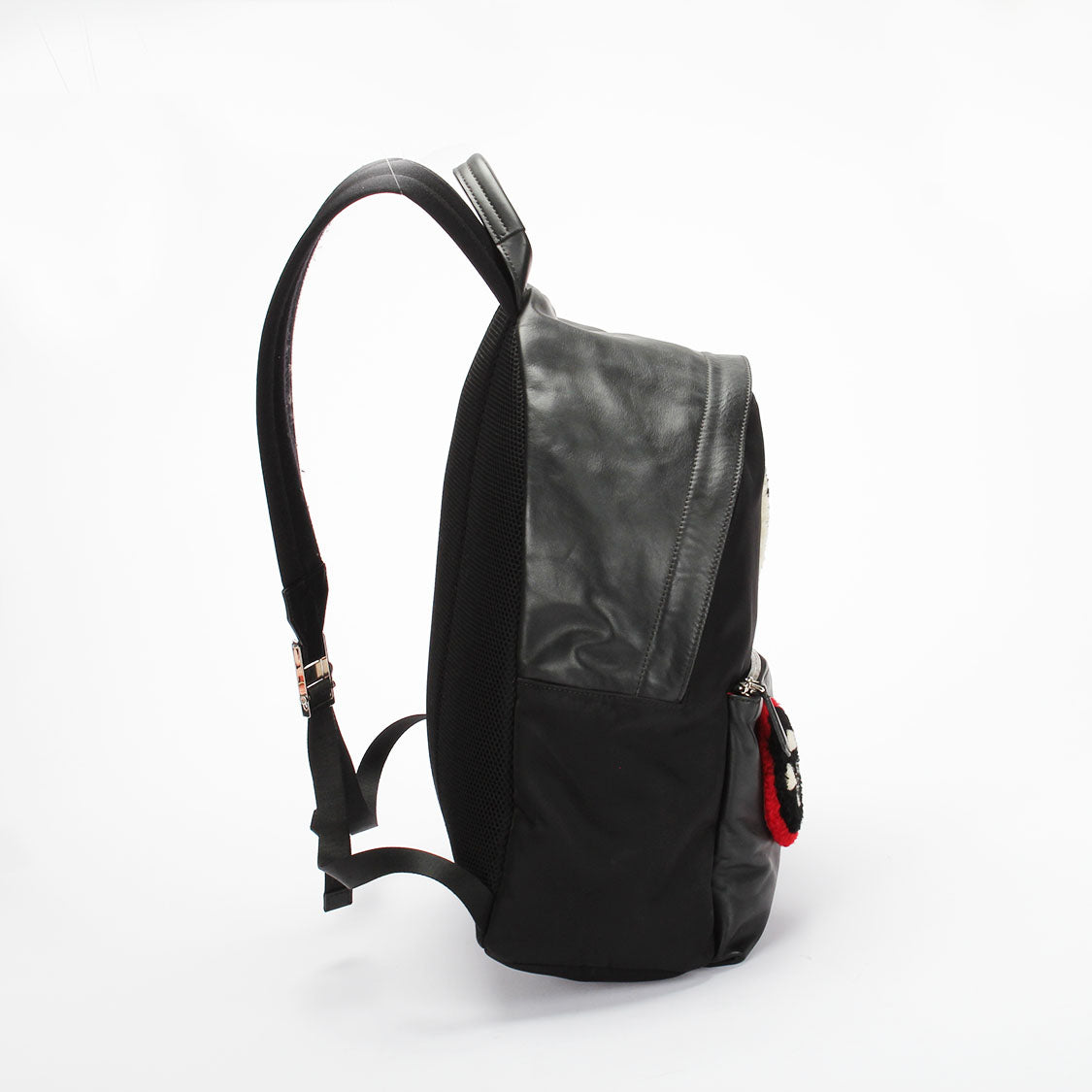 Luxury Fendi Shearling Emoticon Nylon Backpack - '10s