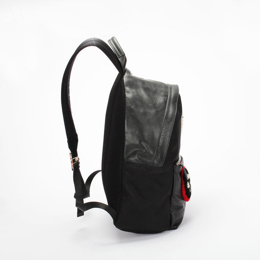 Luxury Fendi Shearling Emoticon Nylon Backpack - '10s