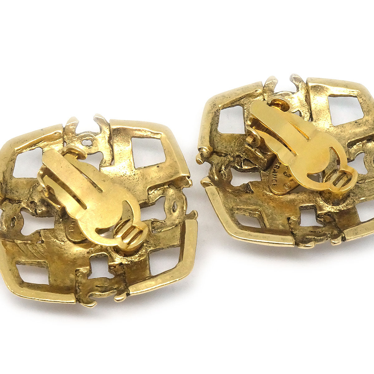 Luxury Chanel 1993 Diamond Faux Pearl Earrings Clip-On Gold 23