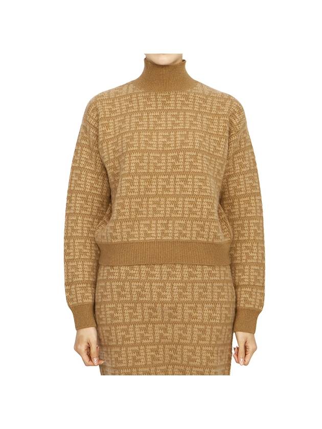 Luxury Fendi Cashmere Pullover Knit Top Brown