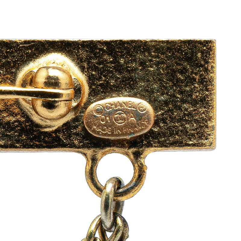 Chanel Vintage Coco Mark Pearl Brooch Gold
