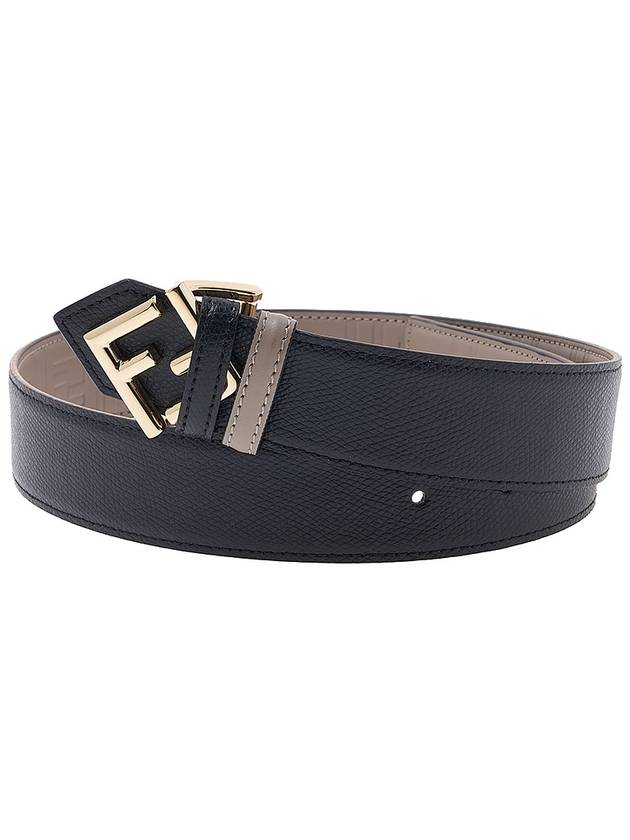 Luxury Fendi Reversible Leather Belt Black Dove Grey