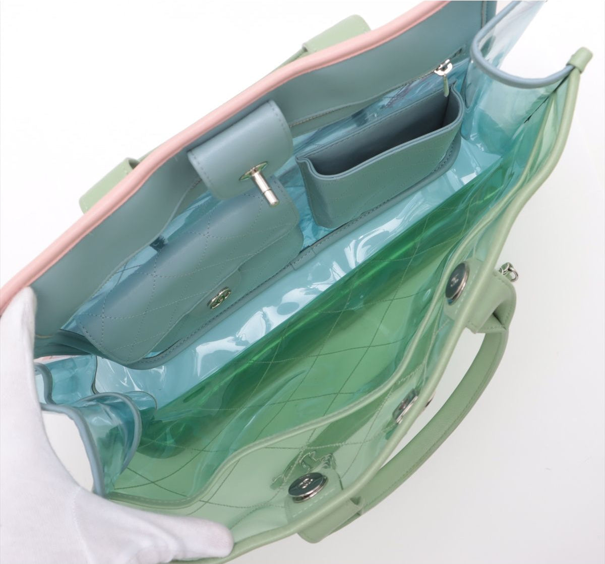 Chanel Green Medium PVC Lambskin Coco Splash Shopping Tote