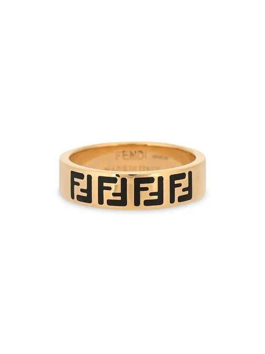 Luxury Fendi FF Logo Band Ring Gold