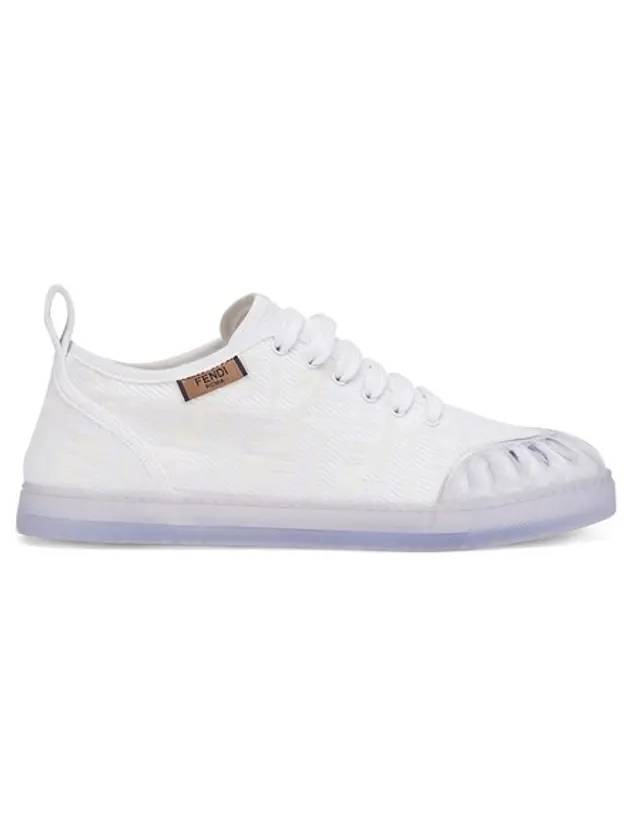 Luxury Fendi Women's FF Logo Canvas Low Top Sneakers White