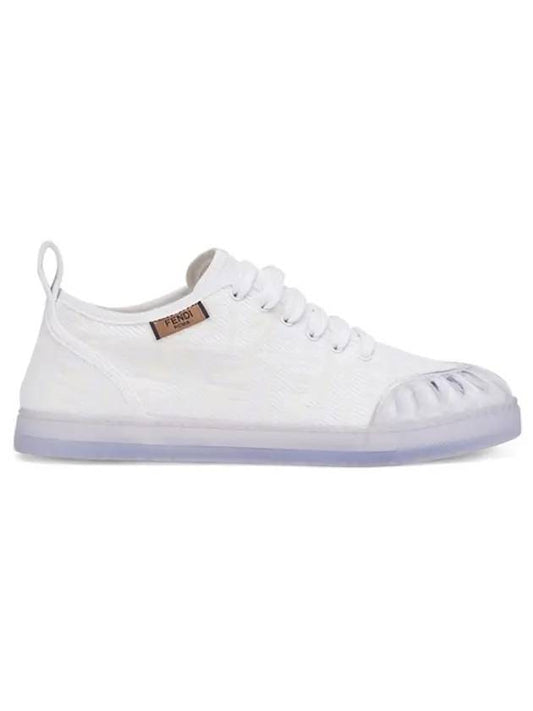 Luxury Fendi Women's FF Logo Canvas Low Top Sneakers White