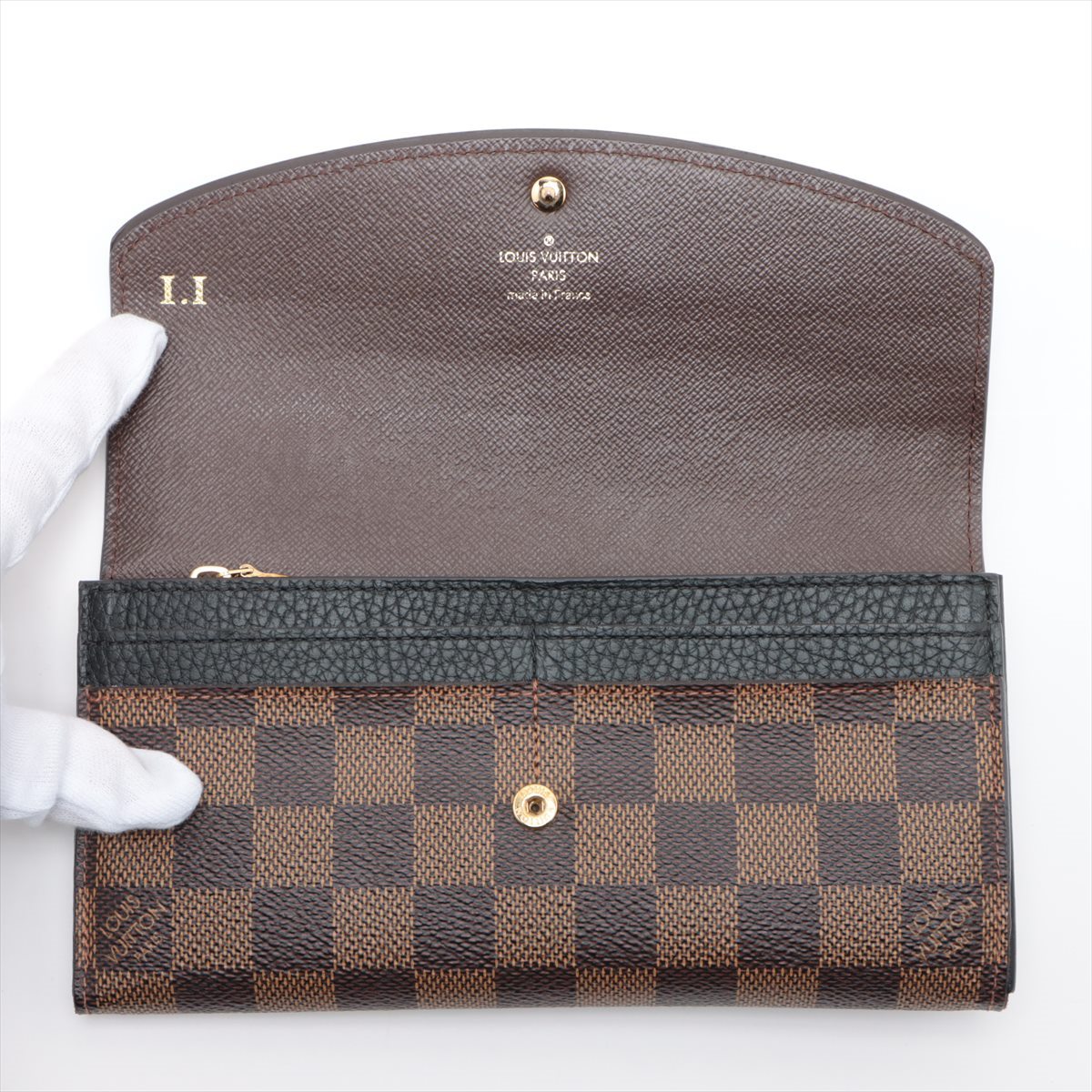 Louis Vuitton Damier Portfolio Nonermandy N61261 Black x Brown Wallet