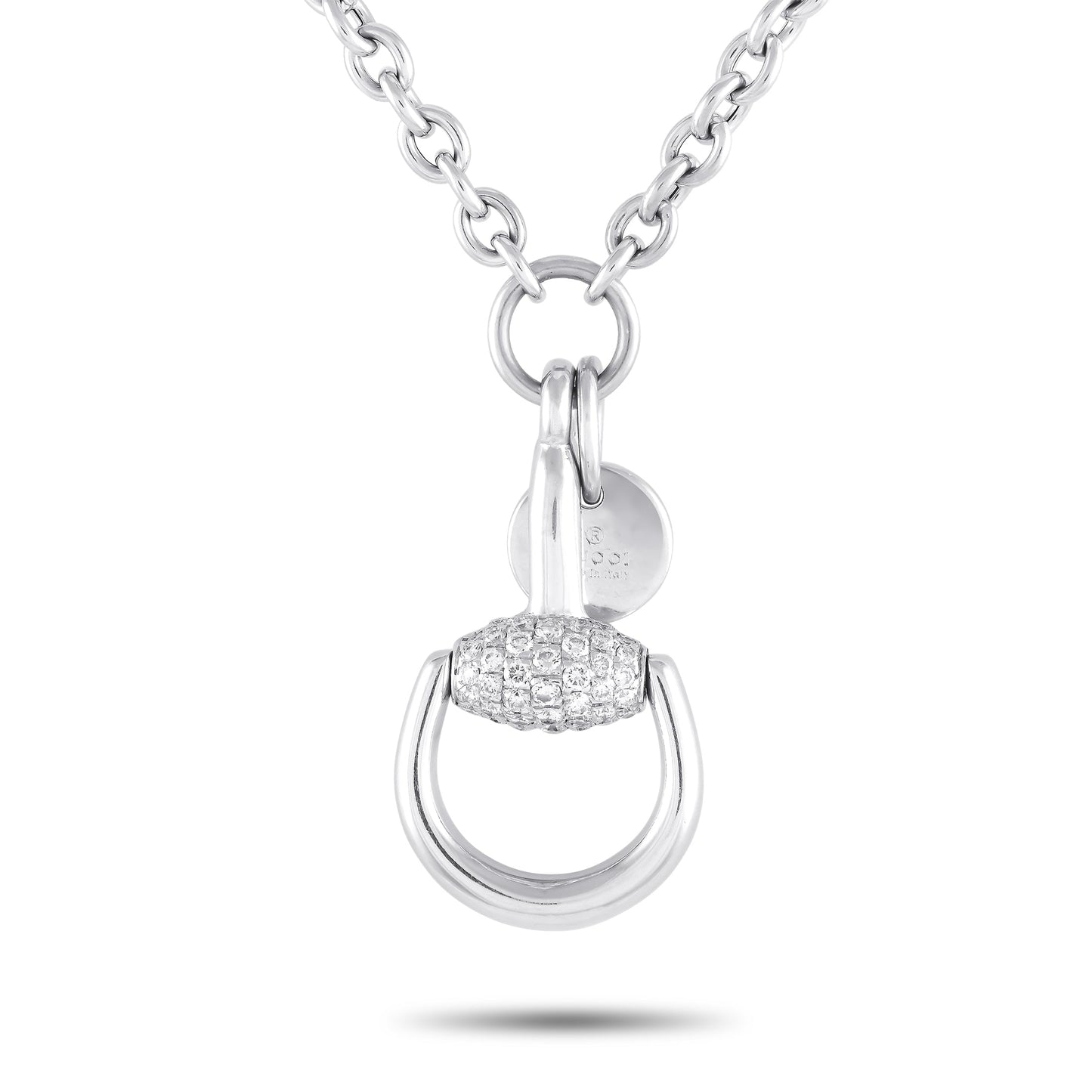 Luxury Gucci Trending 2025 Horsebit 18K White Gold 0.40ct Diamond Necklace GU01-082924
