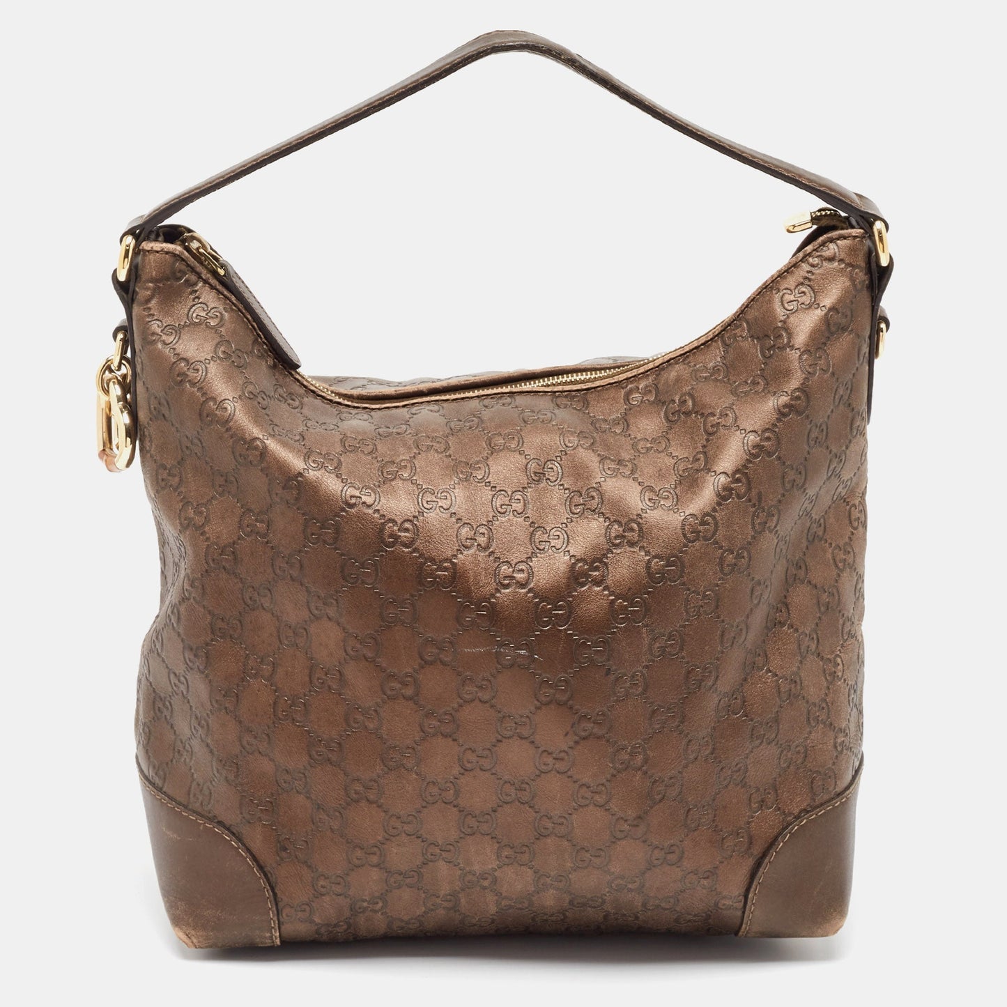 Luxury Gucci Trending 2025 Dark Brown Luxury Gucci Trending 2025ssima Leather Heart Bit Charm Hobo