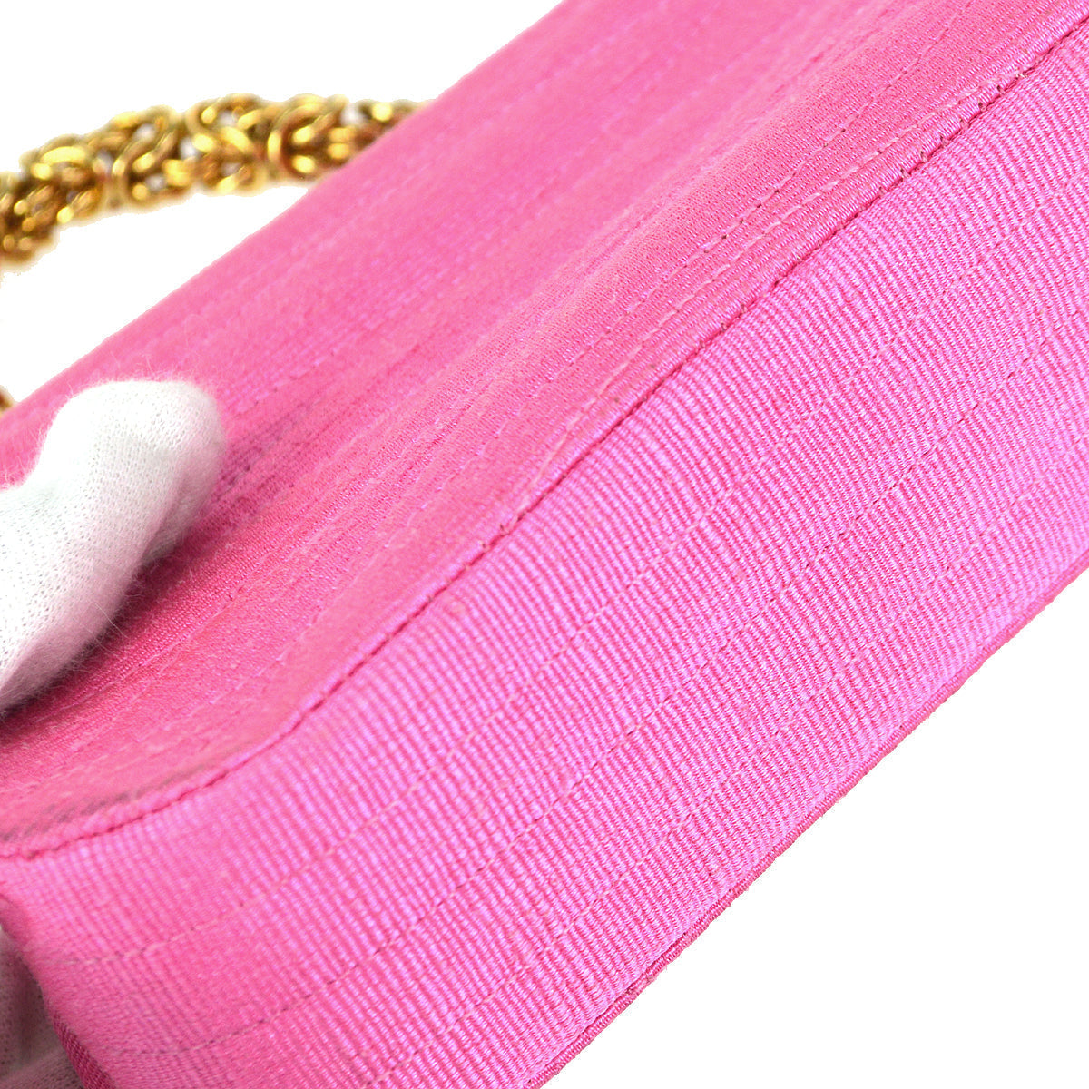 Luxury Chanel * 1991-1994 Diagonal Stitch Handbag Mini Pink Canvas