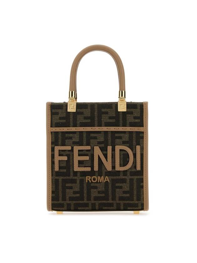 Luxury Fendi FF Mini Fabric Tote Bag Brown
