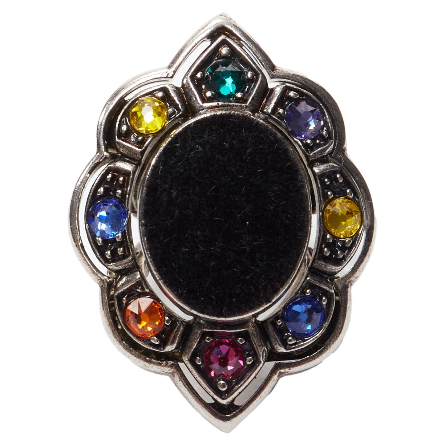 Gucci Alessandro Michele velvet colorful crystals oversized cocktail ring