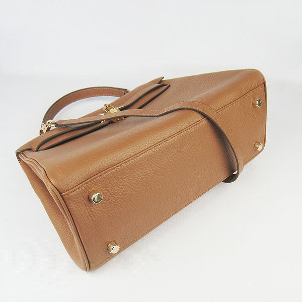 Luxury Hermes Kelly 32cm Togo Leather 6108 Light Coffee Golden