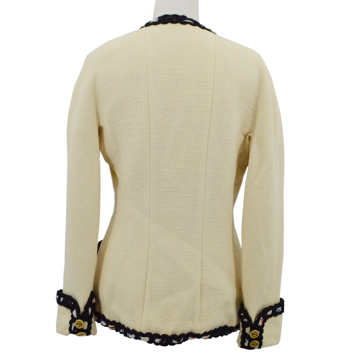 Luxury Chanel 1990 open-front boucle jacket