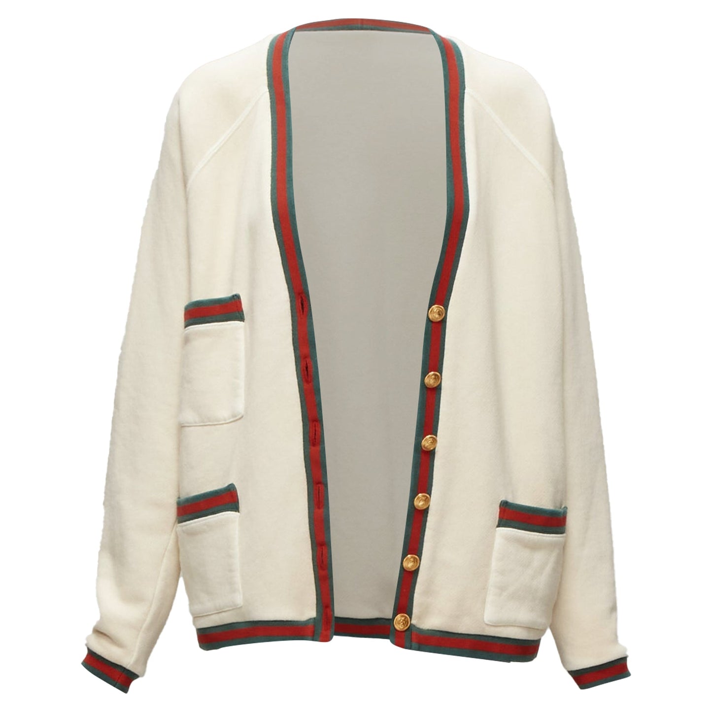 Gucci reversible web button oversized cardigan