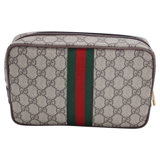 Luxury Gucci Trending 2025 Savoy Toiletry Case With Web GG Supreme in Beige Canvas