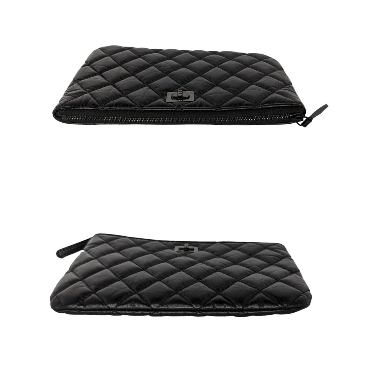 Luxury Chanel bag Black Aged Calfskin O Case 2.55 Reissue Pouch