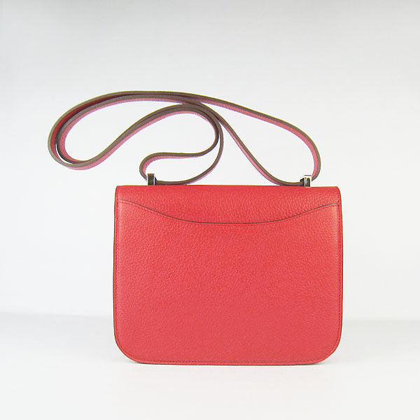 Luxury Hermes Constance Cowskin Leather Bag H017 red silver