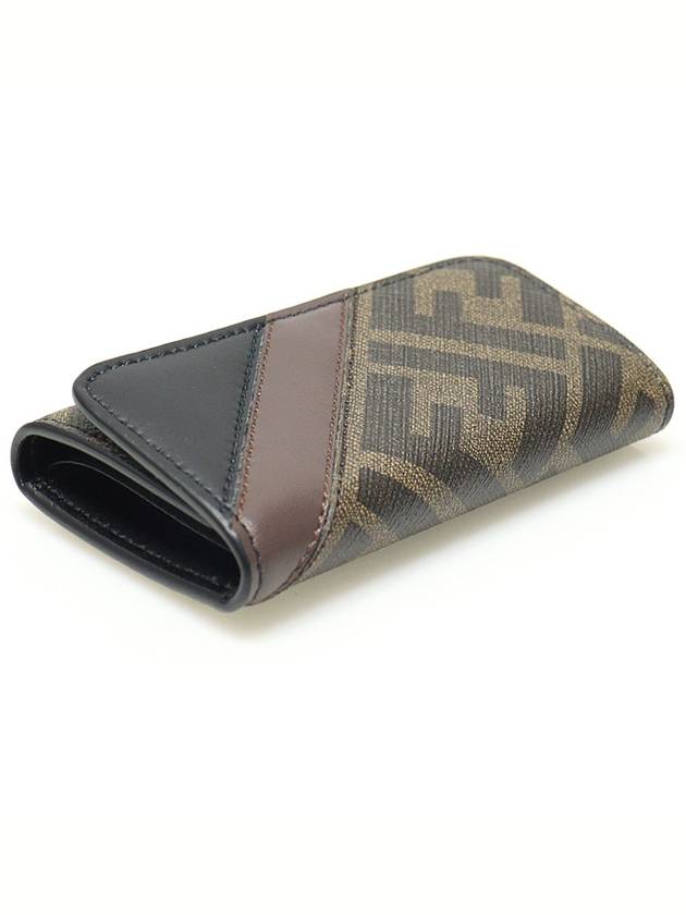 Luxury Fendi 7AP011 FF logo canvas two tone leather Juca key holder case