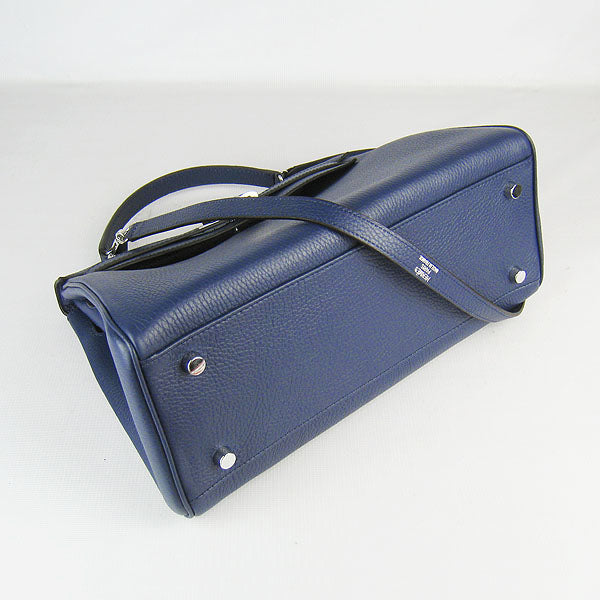Luxury Hermes Kelly 32cm Togo Leather 6108 Dark Blue Silver