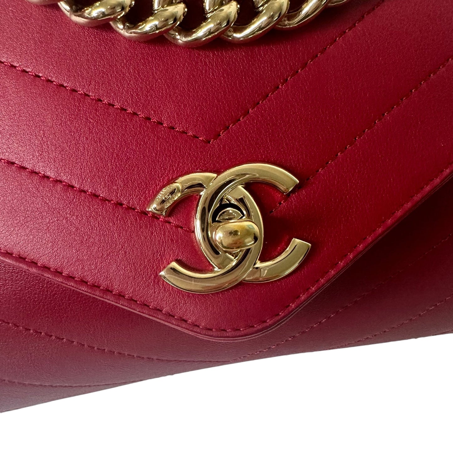 Luxury Chanel Chevron Quilited Red Bag