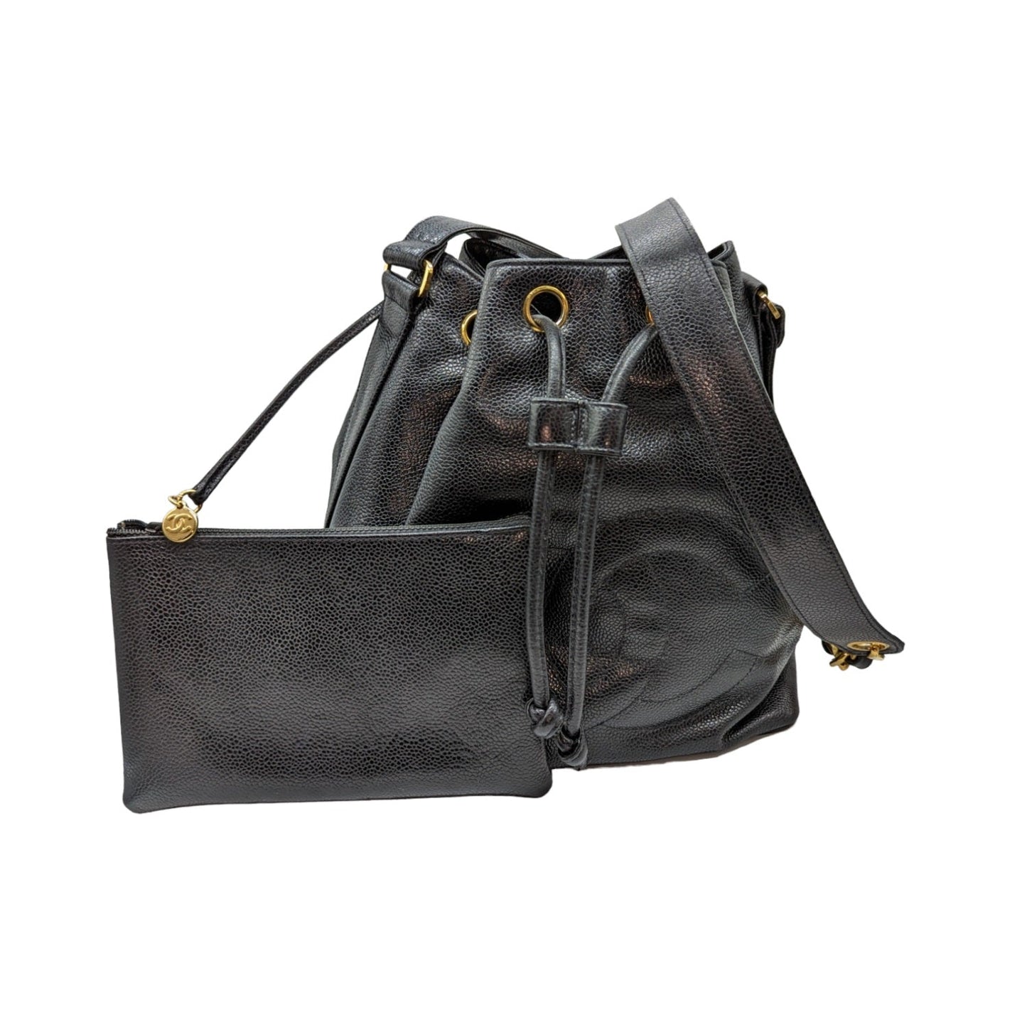 Luxury Chanel Vintage Grained Calfskin Timeless Drawstring Bucket Bag