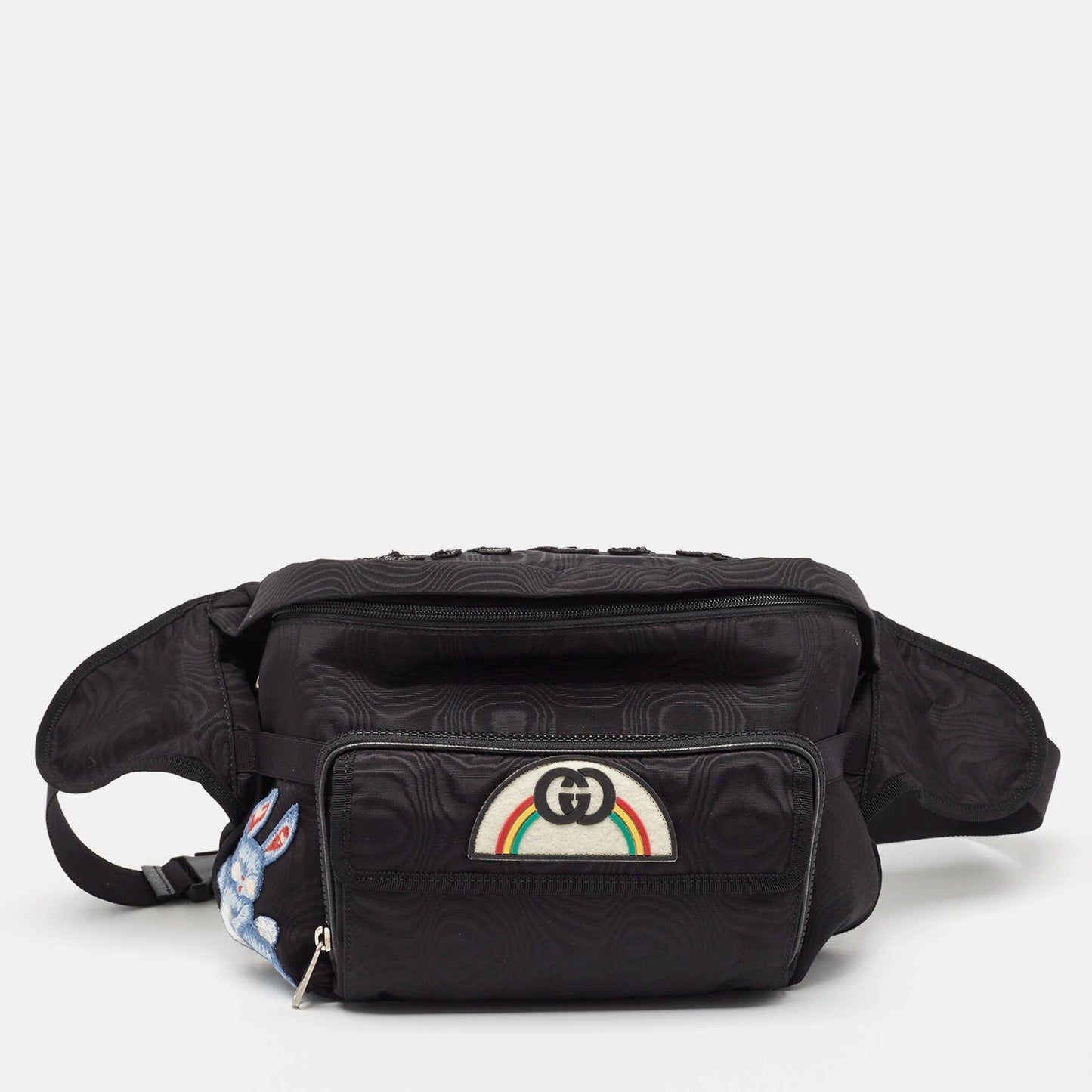 Luxury Gucci Trending 2025 Black Nylon Tenebre Logo Patch Belt Bag