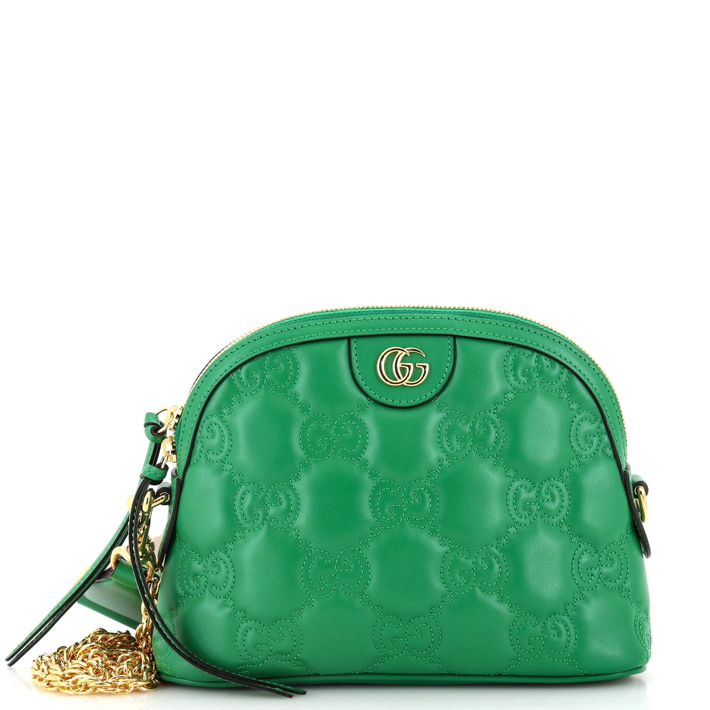 Luxury Gucci Trending 2025 Dome Chain Zip Shoulder Bag GG Matelasse Leather Small