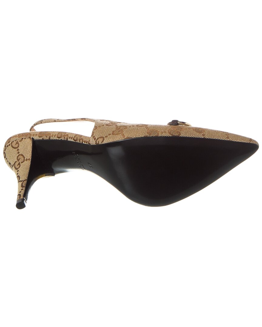 Gucci Horsebit GG Canvas Slingback Pump