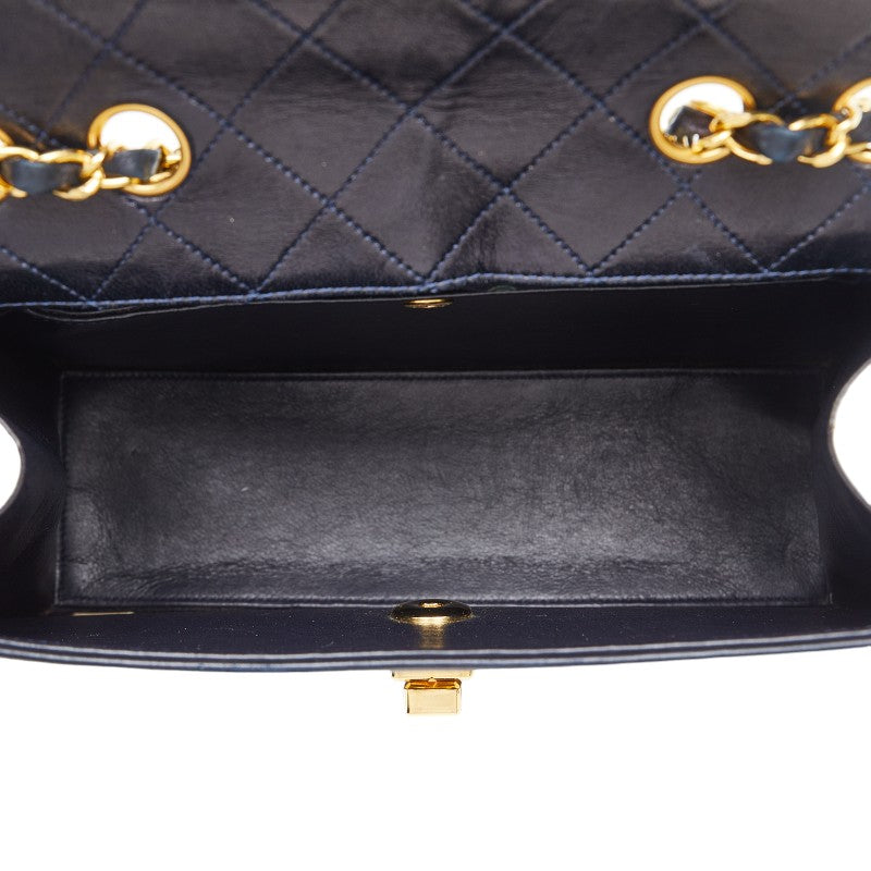 Chanel Matrases Turton Chain Shoulder Bag Navy White G Leather  Chanel