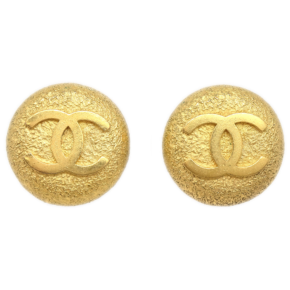 Luxury Chanel Button Earrings Gold Clip-On Large 95A