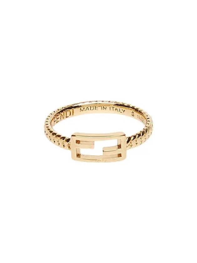 Luxury Fendi Link Chain Baguette Ring Gold