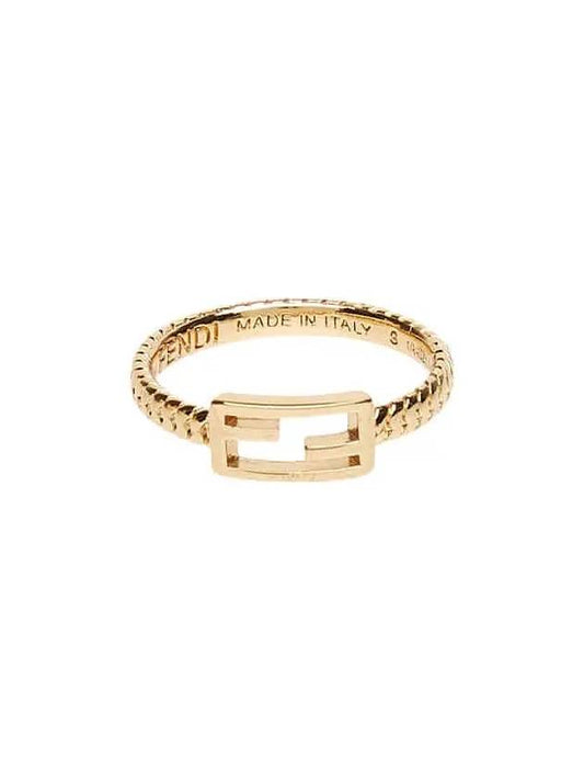 Luxury Fendi Link Chain Baguette Ring Gold