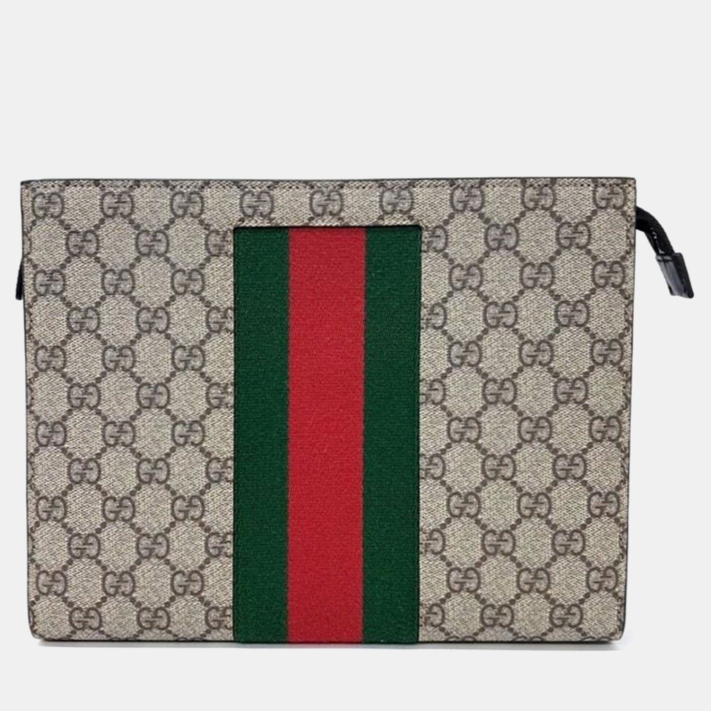 Luxury Gucci Trending 2025 Beige Canvas GG Supreme Web Pouch