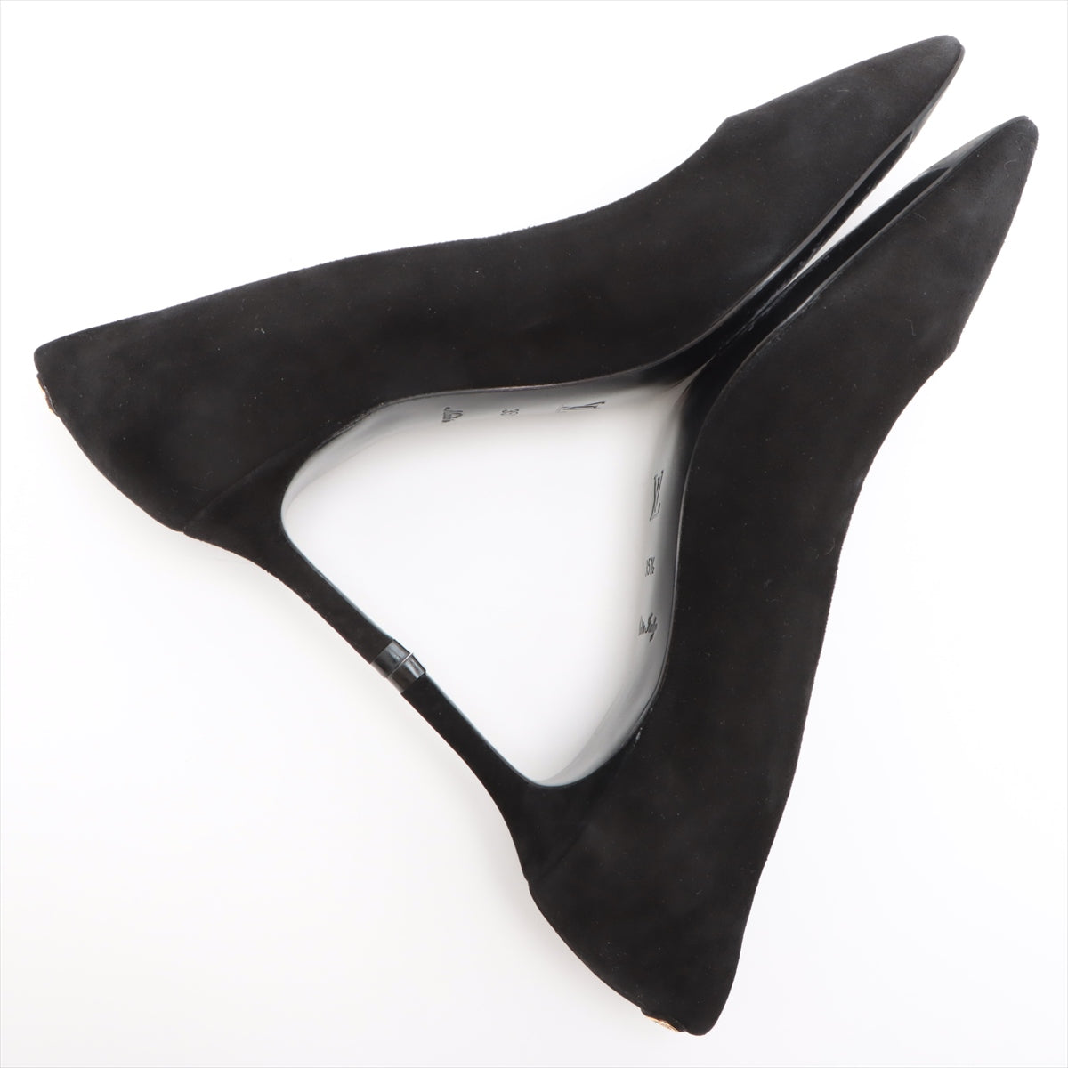 Louis Vuitton 16 Years Leather X Suede Pump 35 1/2  Black MA0126 LV Circle Logo