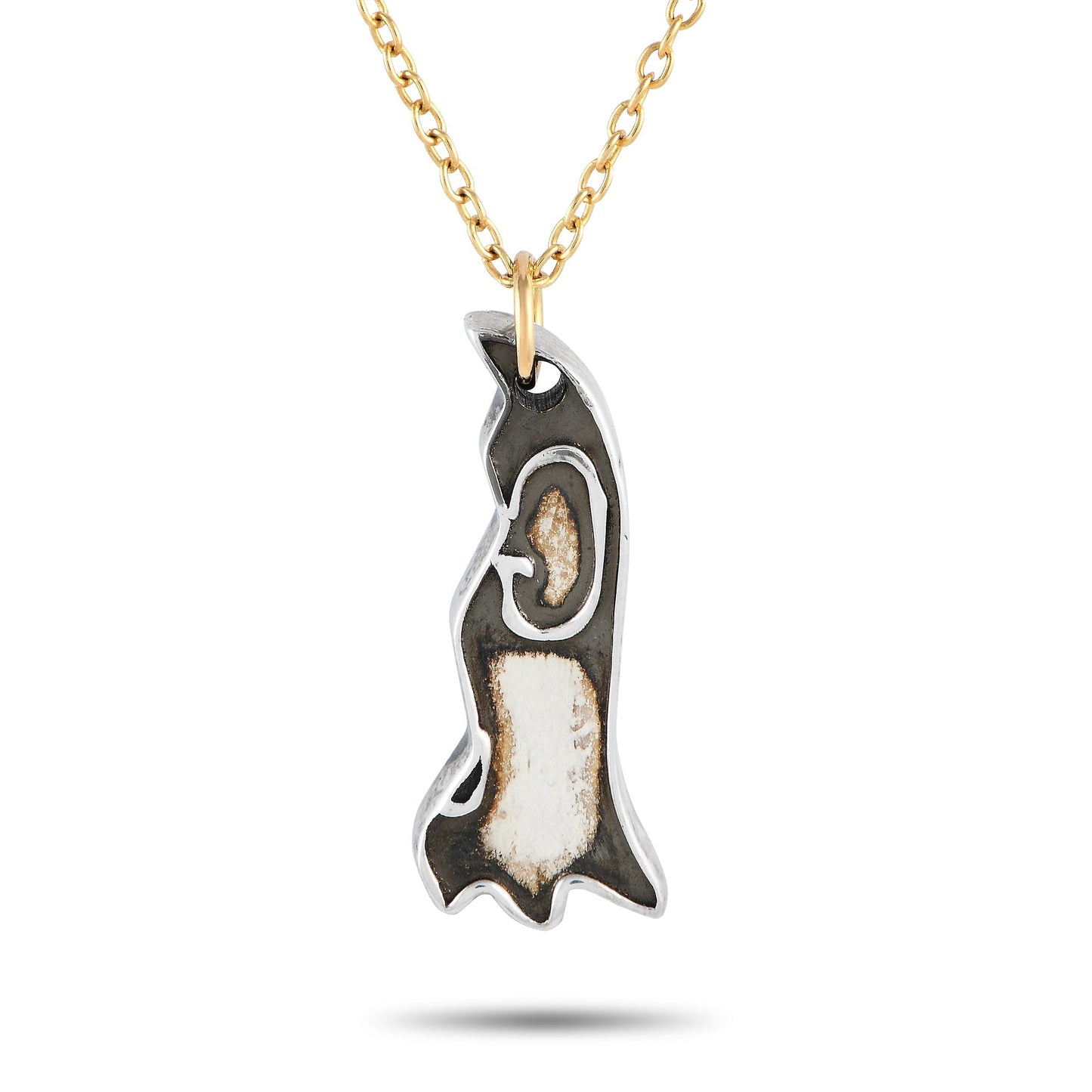 Gucci Ghost 18K Yellow Gold and Silver Matching Pair Necklace GU08-100223