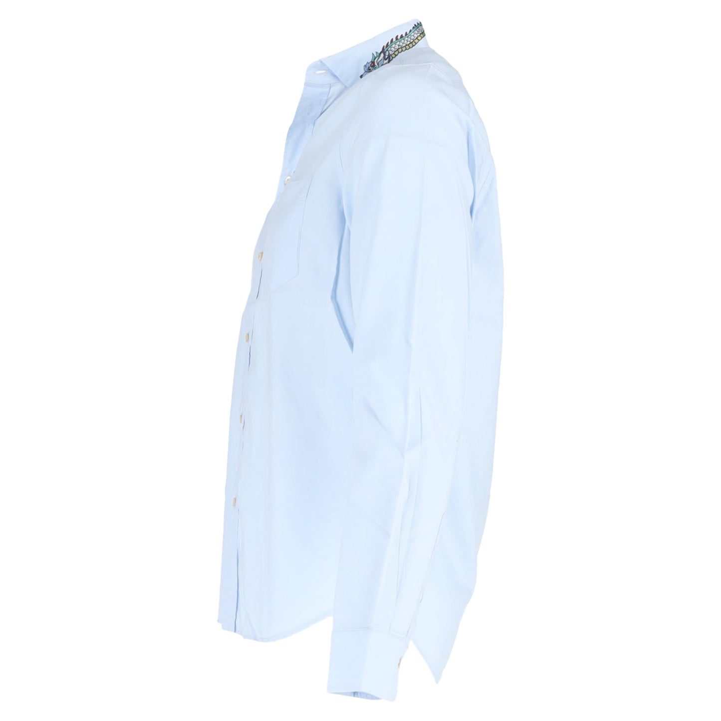 Gucci Dragon Printed Collar Long Sleeve Shirt in Light Blue Cotton