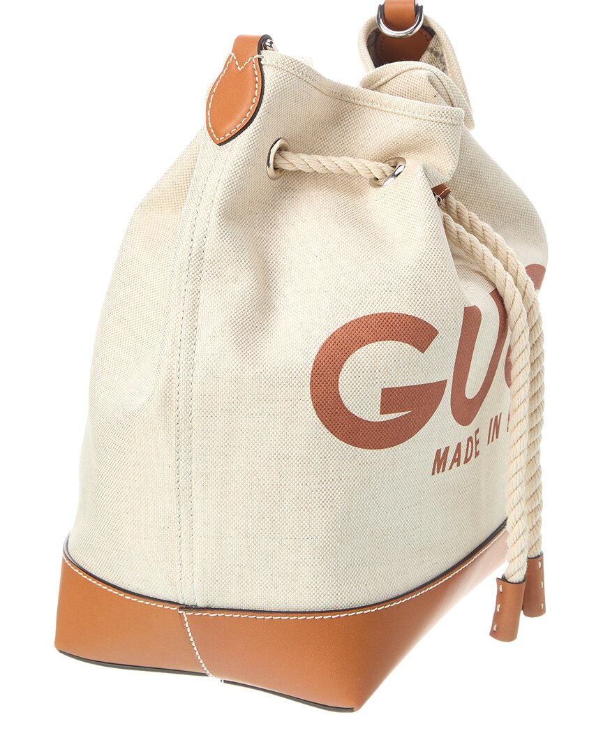 Luxury Gucci Trending 2025 Small Canvas & Leather Bucket Bag