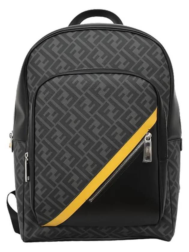 Luxury Fendi Diagonal FF Fabric Backpack Black