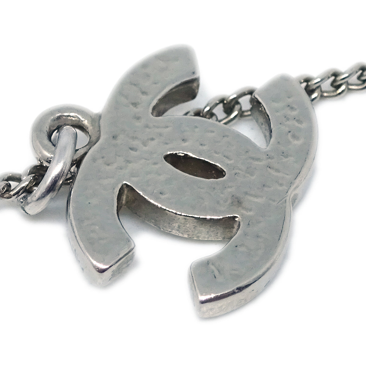 Chanel Silver Necklace Pendant Rhinestone 09V