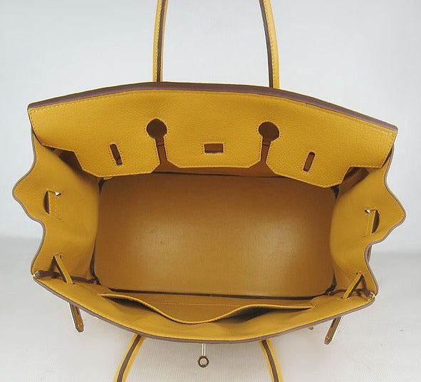 Luxury Hermes Birkin 35cm Togo Leather Handbags Yellow Golden