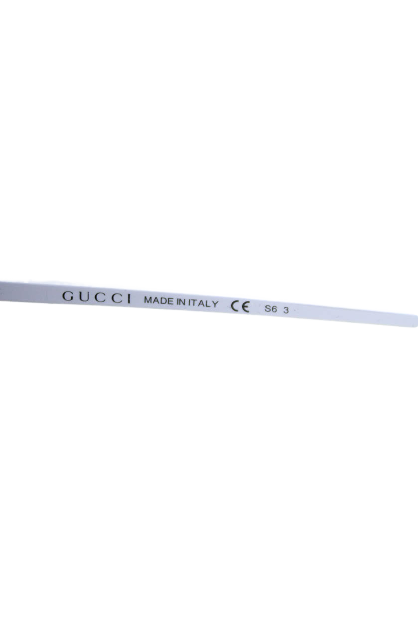 Gucci Womens GG 3138/S Large Round Sunglasses White Blue Clear Metal Plastic