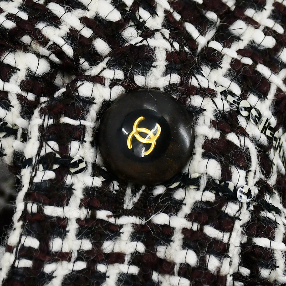 Chanel Double Breasted Jacket Black Tweed 01A #38